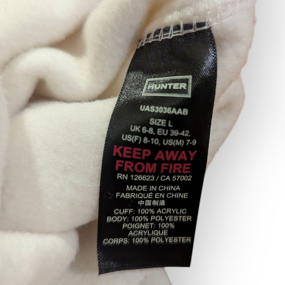 Hunter Boot Liner Socks Cable Knit Fleece Cream Off White Large 8-10 W, 7-9 M - Picture 5 of 9